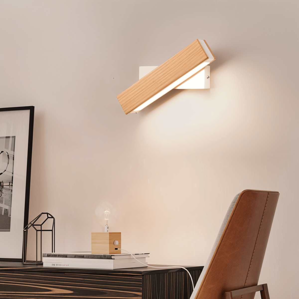 360° Swiveling Wooden Wall Light 6
