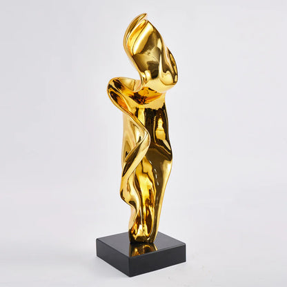 RoyaleGlow Modern Abstract Gold Sculpture - Electroplated Resin Art Decor