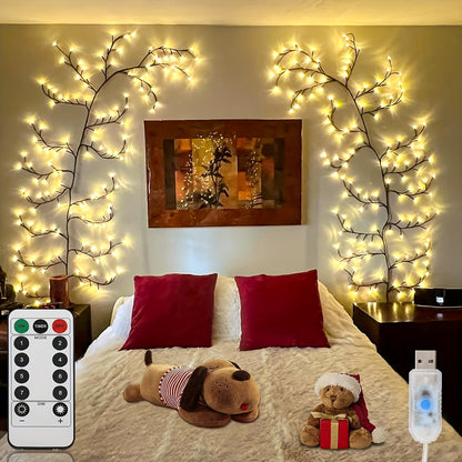 Christmas Vine Tree Lamp - 72/96 LED, 8 Lighting Modes, USB Plug-in, 4.7/6ft - 4.7ft