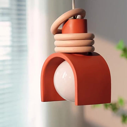 Royelux Modern Rustic Terracotta & Wood Pendant Light for Bedroom, Restaurant & Bar