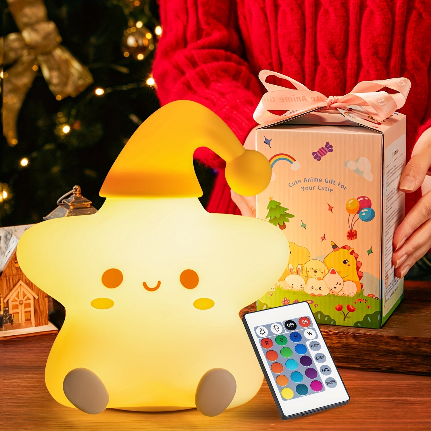Adorable Night Light - Portable Silicone Star Lamp with 16 Color Changing Modes & Remote Control - Default Title