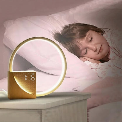 Lumora Halo Bedside Table Lamp With Alarm Clock Night Light