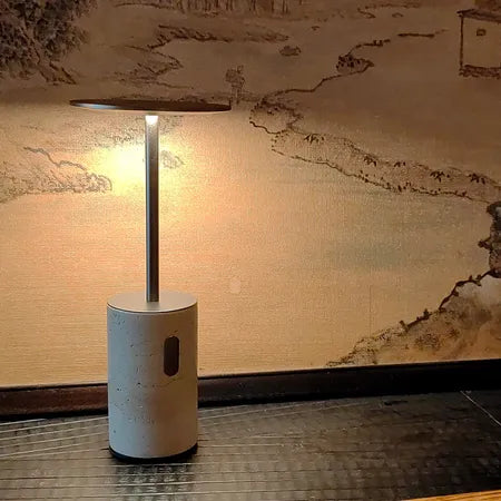 RoyaleGlow Rechargeable Travertine LED Table Lamp with Touch Dimming