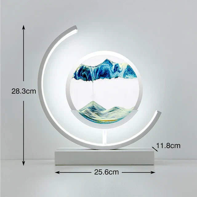 Royallure 3D Hourglass LED Lamp - Mesmerizing Sand Art for Home Decor - White Moon-green