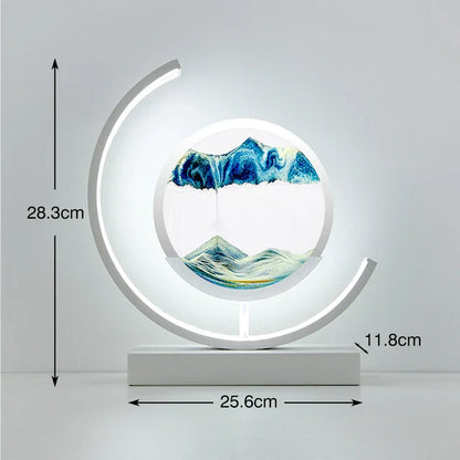 Royallure 3D Hourglass LED Lamp - Mesmerizing Sand Art for Home Decor - White Moon-green