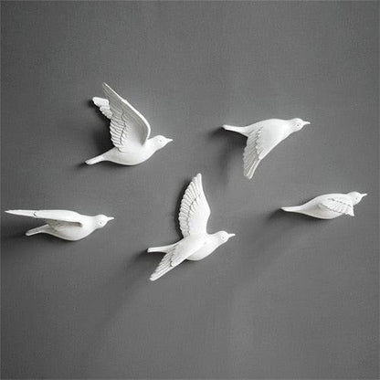 RoyaleGlow 3D Flying Bird Wall Art Set - Elegant Resin Sculptures for Home Decor-Royale Basic