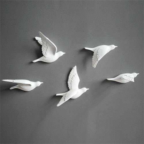 RoyaleGlow 3D Flying Bird Wall Art Set - Elegant Resin Sculptures for Home Decor-Royale Basic