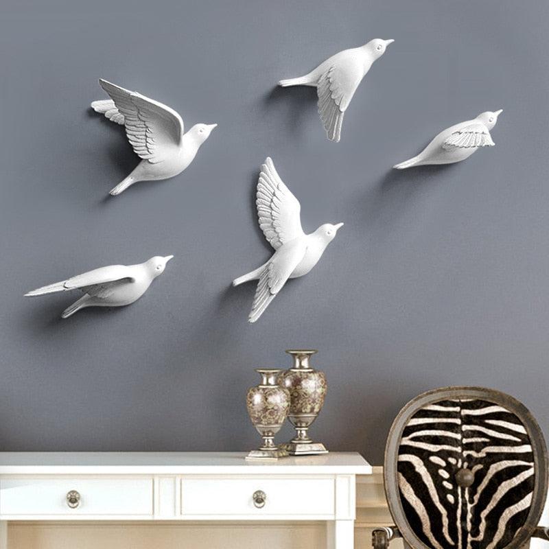 RoyaleGlow 3D Flying Bird Wall Art Set - Elegant Resin Sculptures for Home Decor-Royale Basic