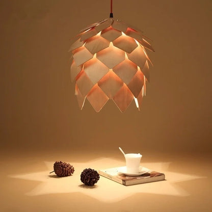 Lumora Pine Cone Wooden Pendant Light | Nordic Japandi Ceiling Lamp