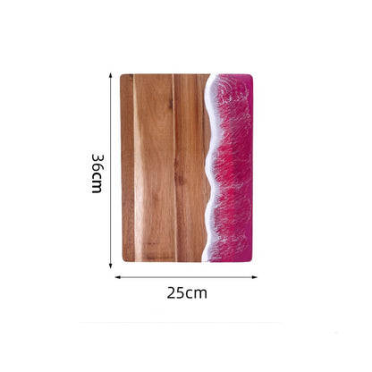 Royelux Luxury Acacia Wood Charcuterie Board with Coastal Resin Art