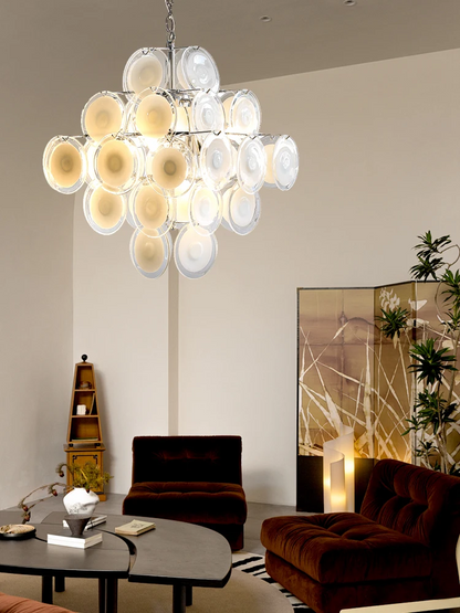 Royelux Glass Disc Chandelier - Vintage Art Pendant Light