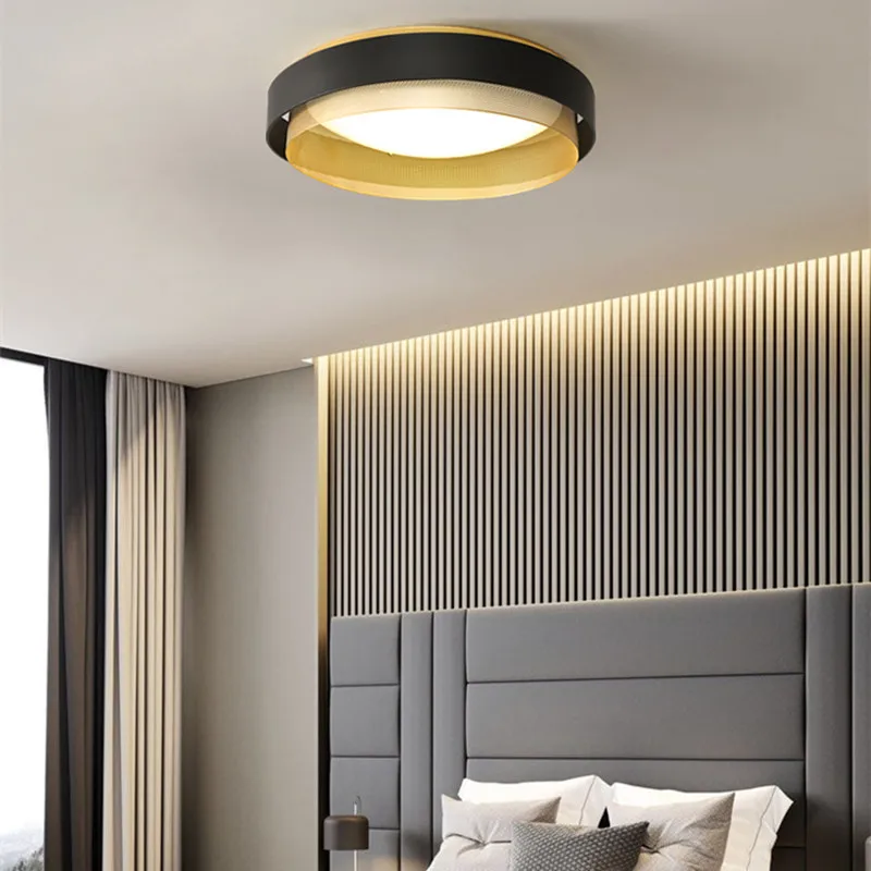 Royelux Modern Double Ring Flush Mount Ceiling Light - White And Gold LED Fixture