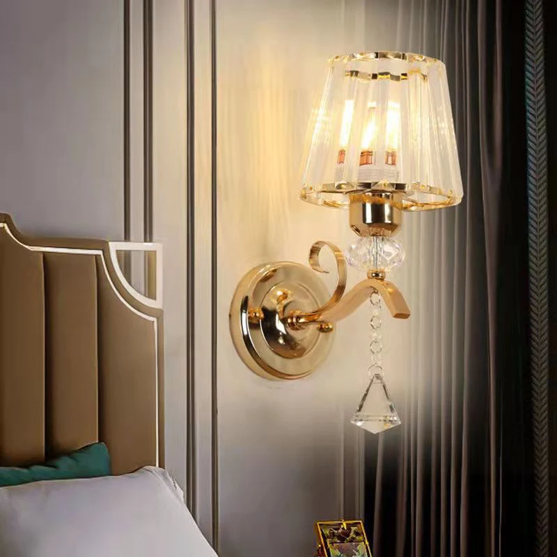 RoyaleGlow Gold Crystal Wall Sconce Modern Vanity Light Fixture
