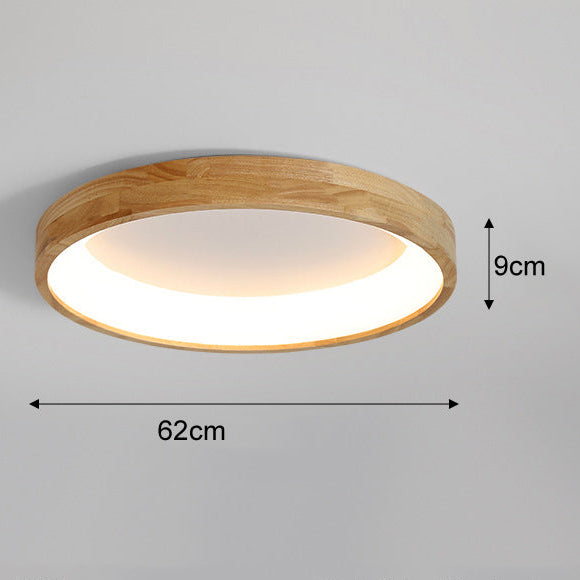 RoyaleGlow Modern Wood LED Flush Mount Ceiling Light-Minimalist Round Fixture