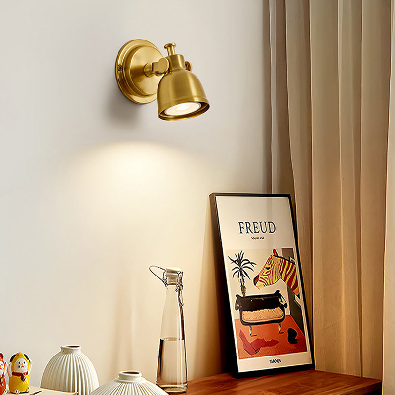 Royelux Vintage Brushed Brass Bell Wall Sconce - Adjustable Industrial Accent Light