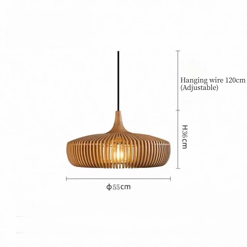 Lumora Japandi Wooden Pendant Light - Modern Minimalist Kitchen Island Lighting