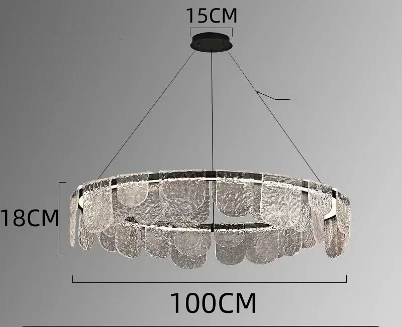 RoyaleGlow Modern Scalloped Glass LED Chandelier - Remote Dimmable Hanging Light Fixture