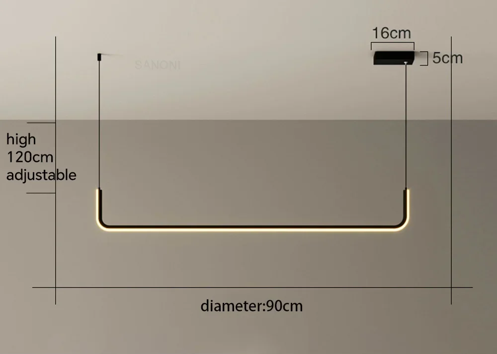 Royelux Modern Linear LED Pendant Light For Kitchen Island And Dining Room
