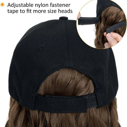 Royaleva Heat Resistant Synthetic Wavy Wig Extension Baseball Cap