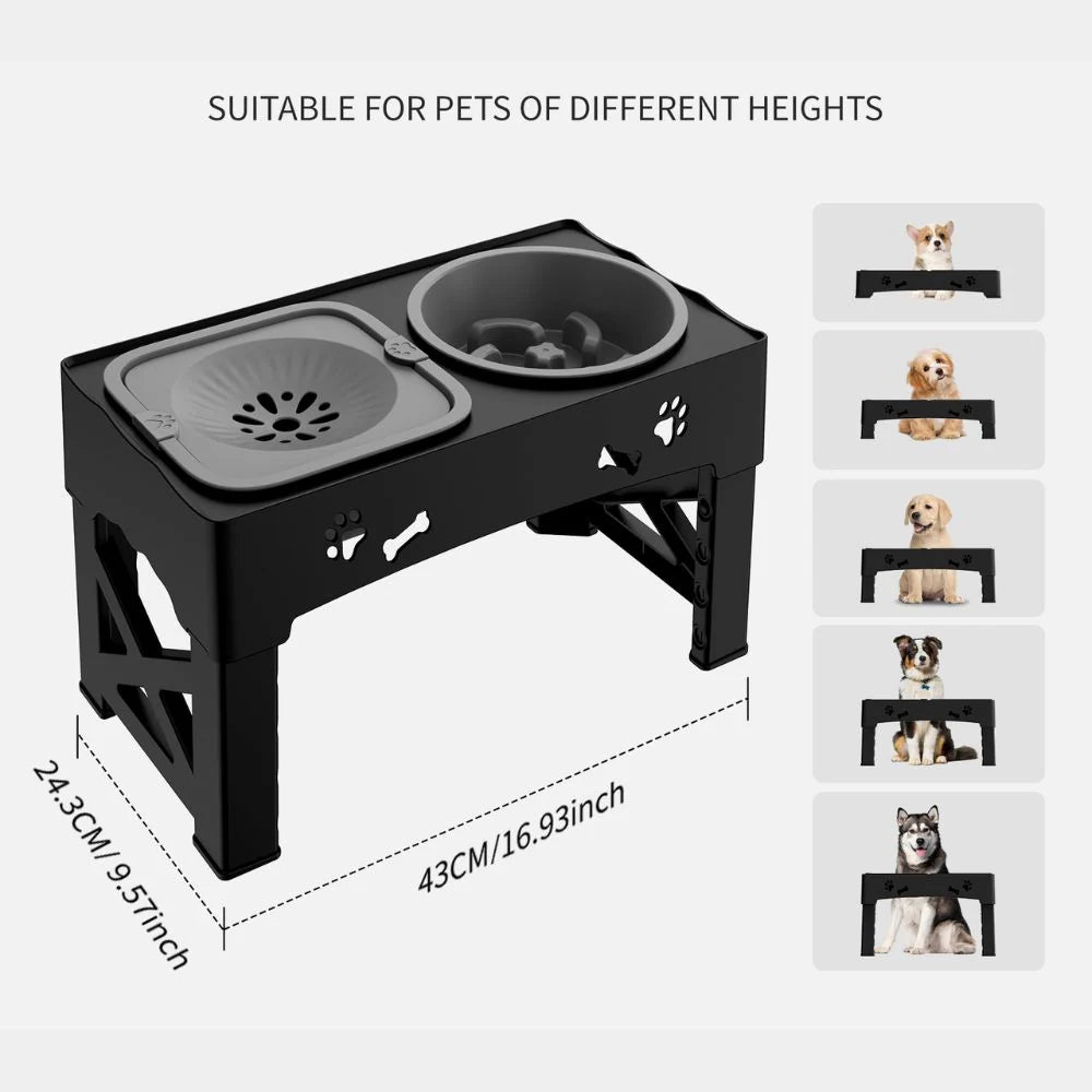 Royaleva Adjustable Raised Pet Dog Slow Feeder Bowl