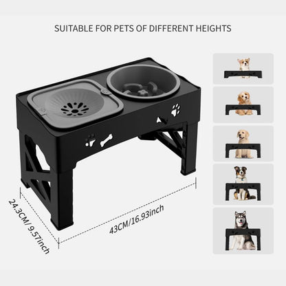 Royaleva Adjustable Raised Pet Dog Slow Feeder Bowl