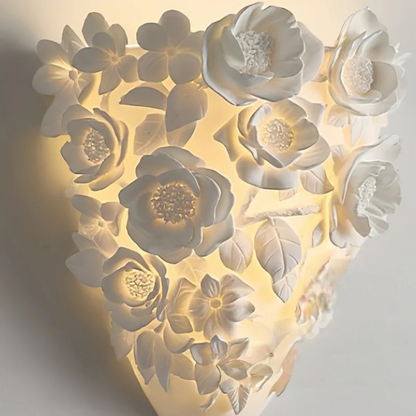 LuxRoyale French Provincial Floral Rose Carved LED Wall Sconce - Resin Wall Lamp for Bedroom Living Room and Hallway