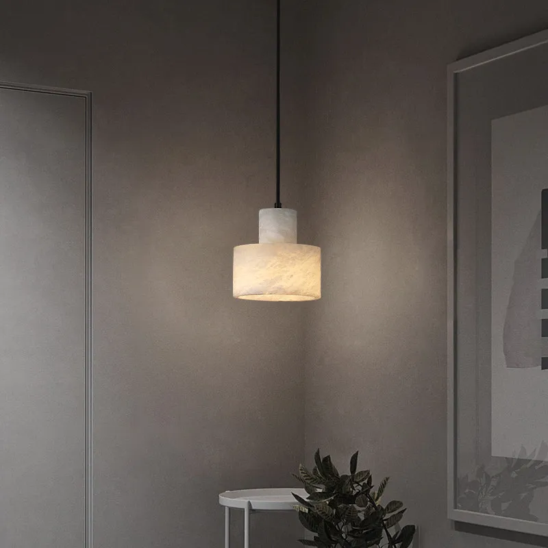 LuxRoyale Alabaster Stone Pendant Light - Adjustable Hanging Lamp