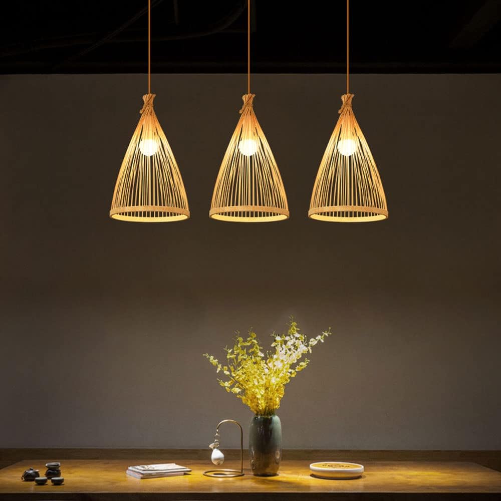 Royelux Artisan Tapered Bamboo Pendant Light for Organic Decor