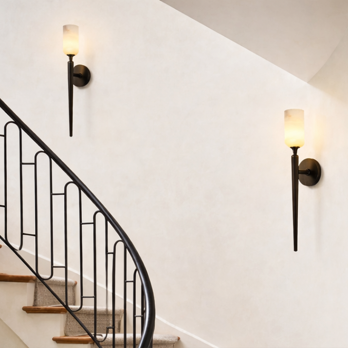 Royelux Natural Alabaster Wall Sconce - Modern Brass Lighting for Elegant Interiors