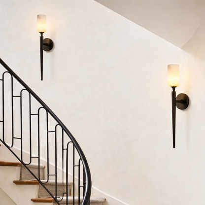 Royelux Natural Alabaster Wall Sconce - Modern Brass Lighting for Elegant Interiors