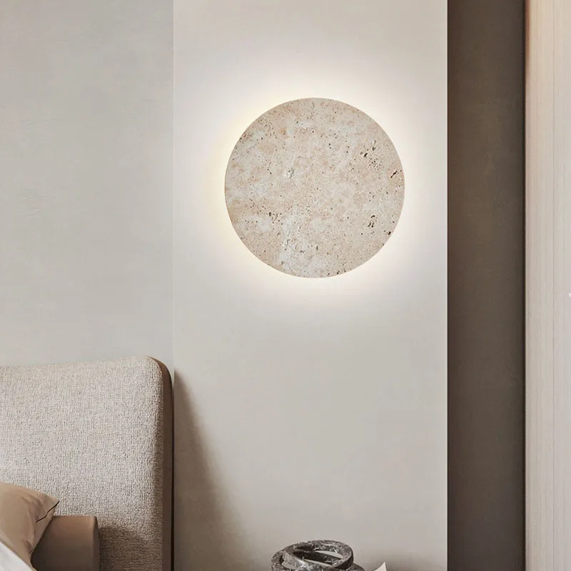 Royelux Minimal Wall Lamp With Natural Stone Texture WabiSabi Style For Calming Ambience