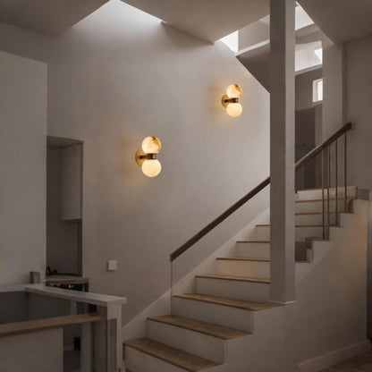 Royelux Modern Marble Dual Globe Wall Sconce - Elegant Nordic Brass Light