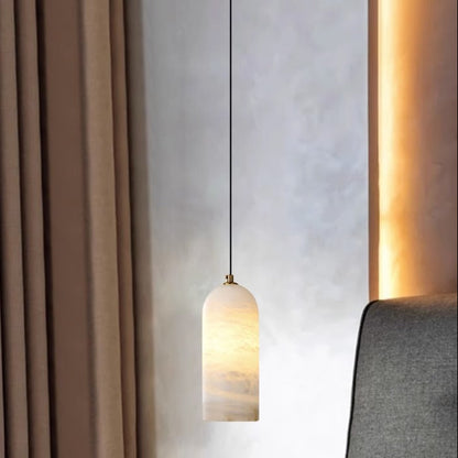LuxRoyale Nordic Natural Alabaster Stone Pendant Light With Brass Fixture
