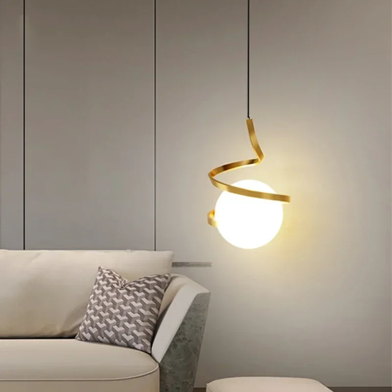 LuxRoyale Nordic LED Pendant Light With Glass Orb