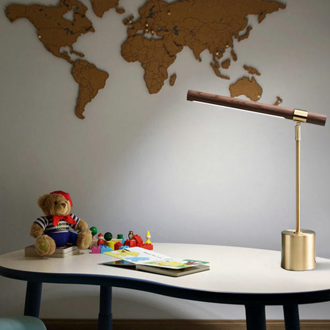 RoyaleGlow Minimalist Wood & Brass LED Desk Lamp - Modern Design for Home Office