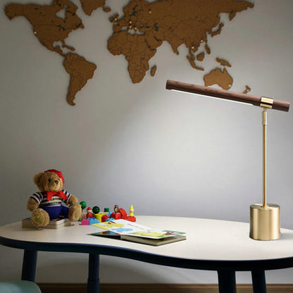 RoyaleGlow Minimalist Wood & Brass LED Desk Lamp - Modern Design for Home Office