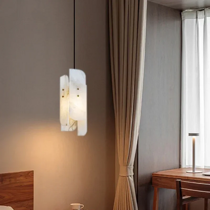 RoyaleGlow Modern Alabaster Pendant Light - Brass Hanging Lamp for Dining, Kitchen, Bedroom