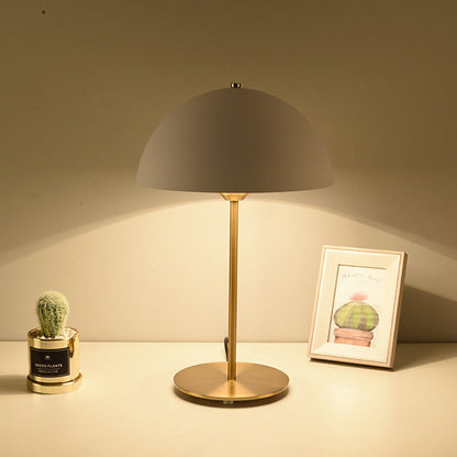 RoyaleGlow Mid-Century Modern Brass Dome Table Lamp for Bedroom & Living Room