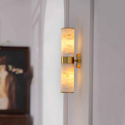 RoyaleGlow Modern Brass & Alabaster Wall Sconce - Elegant Up/Down Lighting