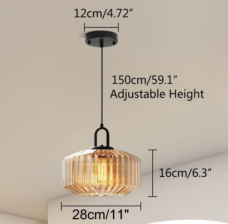 RoyaleGlow Modern Rose Fluted Glass Pendant Light for Dining Room