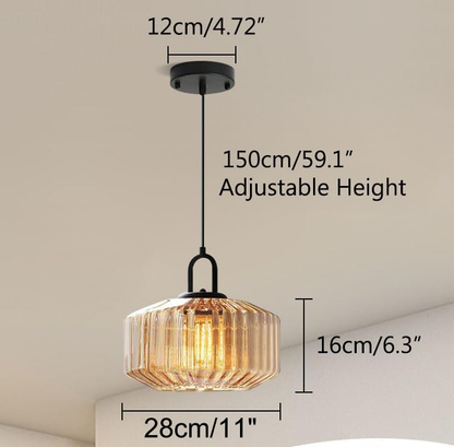 RoyaleGlow Modern Rose Fluted Glass Pendant Light for Dining Room