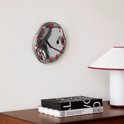 RoyaleGlow Abstract Chrome Wall Clock with Silent Quartz Movement