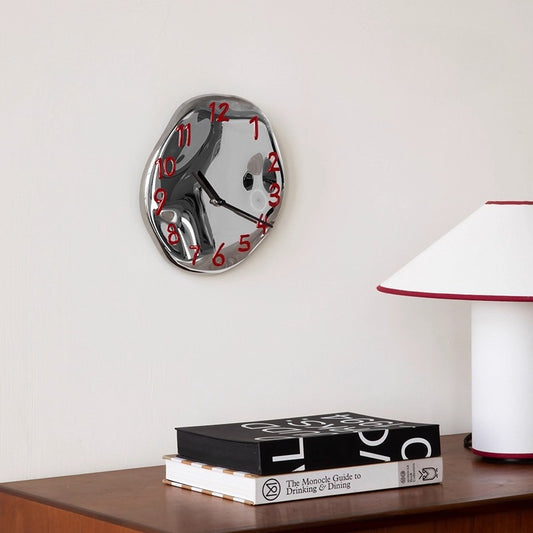 RoyaleGlow Abstract Chrome Wall Clock with Silent Quartz Movement