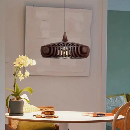Lumora Japandi Wooden Pendant Light - Modern Minimalist Kitchen Island Lighting
