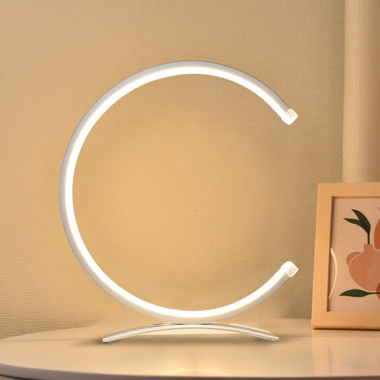 Royelux Modern LED Crescent Desk Lamp - Dimmable, Eye-Care, USB-Powered Table Light