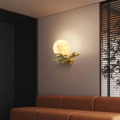 LuxRoyale Alabaster Branch Wall Sconce - Artistic Copper Globe Fixture