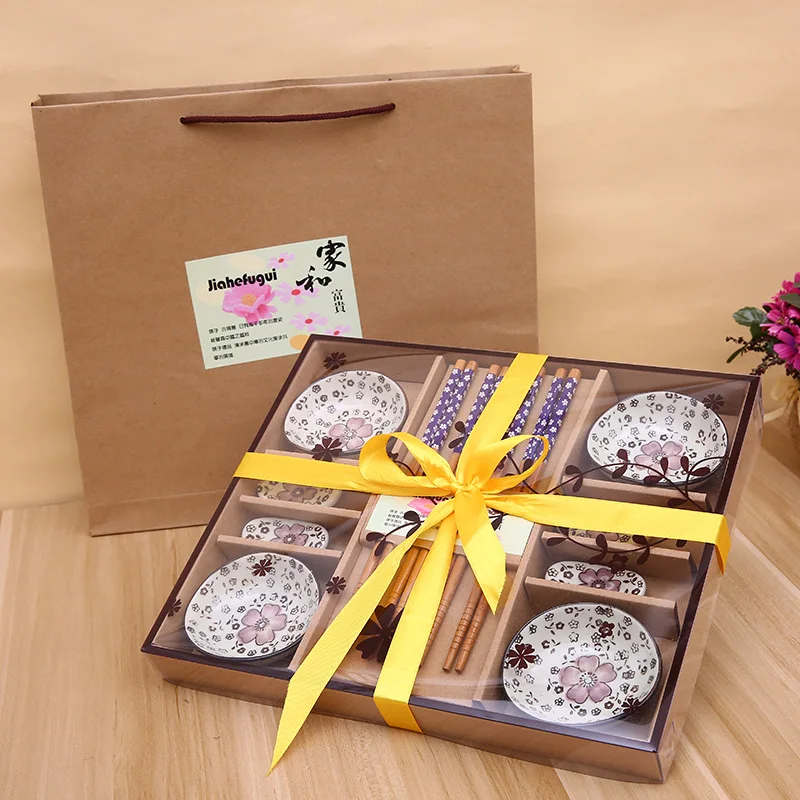 Rayvia Premium Japanese Sushi Dinnerware Set - 12-Piece Floral Gift