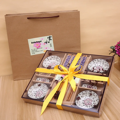 Rayvia Premium Japanese Sushi Dinnerware Set - 12-Piece Floral Gift