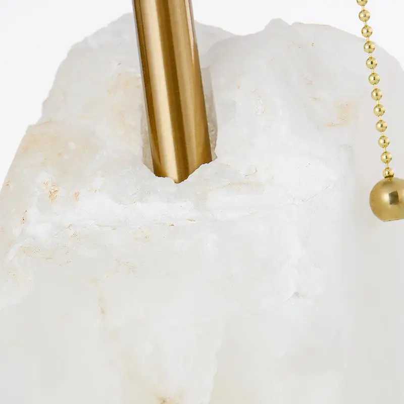 LuxRoyale Natural Alabaster Stone Table Lamp with Fabric Shade