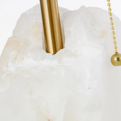 LuxRoyale Natural Alabaster Stone Table Lamp with Fabric Shade